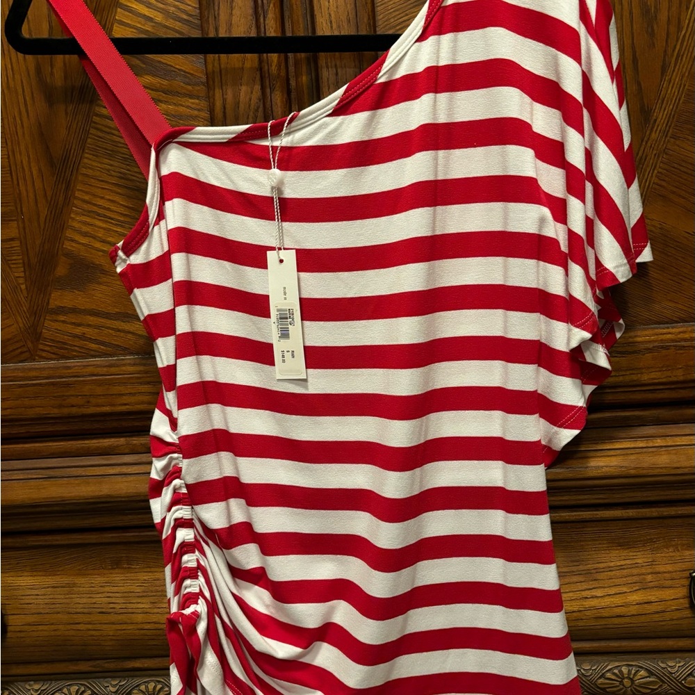 Trina Turk tank red and white striped NWT